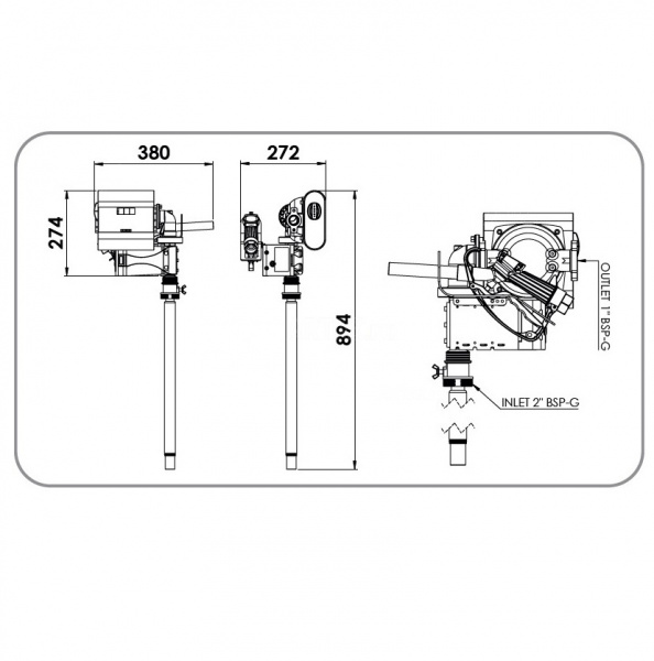 Заправочный комплект для дизеля 220 в Adam Pumps Drum Tech 40 230V DT40001